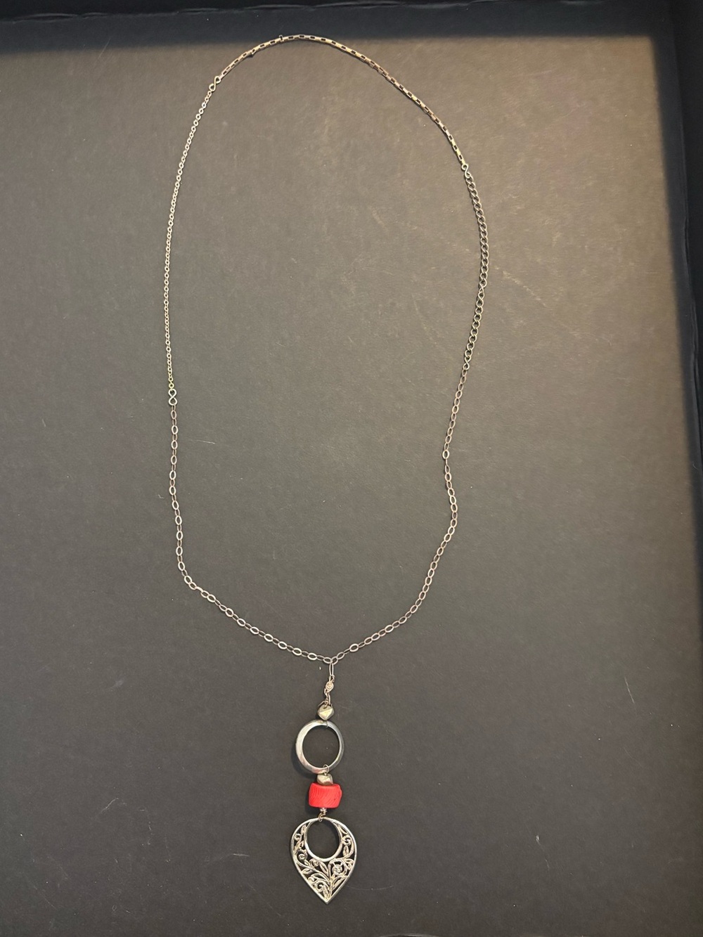 Delicate Silver Necklace with Pink Accent Pendant